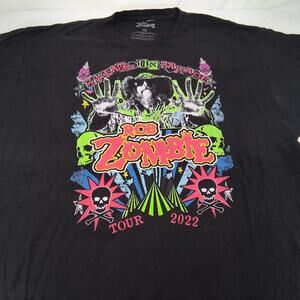 Rob Zombie 2022 Tour Band Graphic Crew Neck T Shirt Mens Size 2XL Black